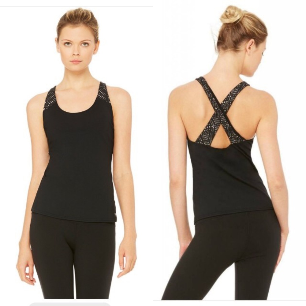 Alo Yoga Patina crossback lasercut bra tank top XS